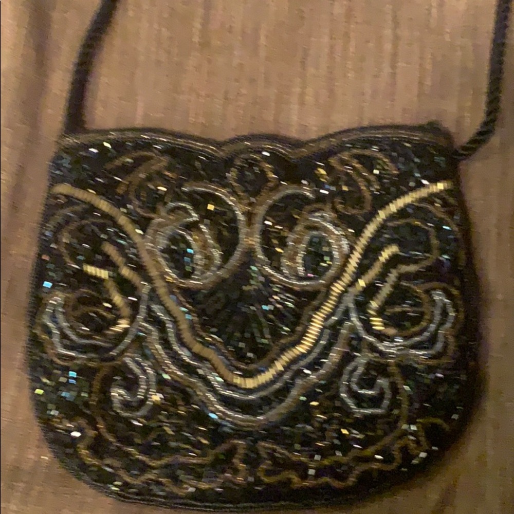 Black gold silver beaded bag never carried